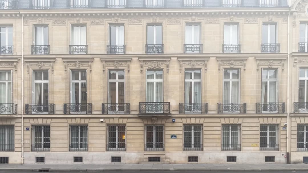 Façade d'immeuble haussmannien dans le centre de Paris